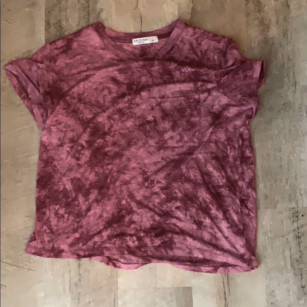 Tie dyed majenta top with pocket on right side